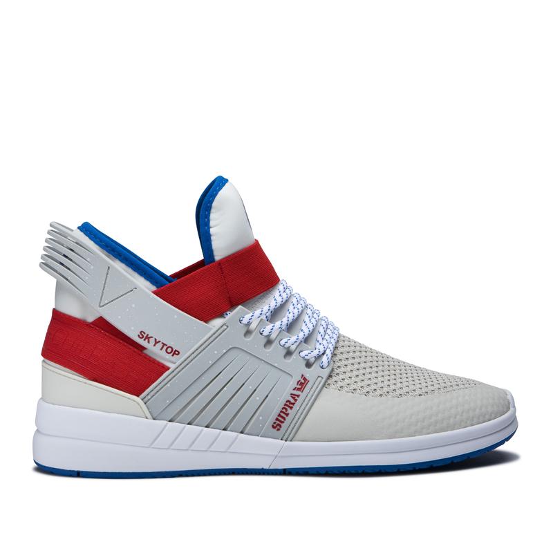 Buty Supra SKYTOP V - Sneakersy Wysokie Męskie - Głęboka Szare / Czerwone (PVQI-52948)